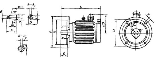 YZE系列起重及冶金用電磁制動三相異步電動機(jī)外形尺寸